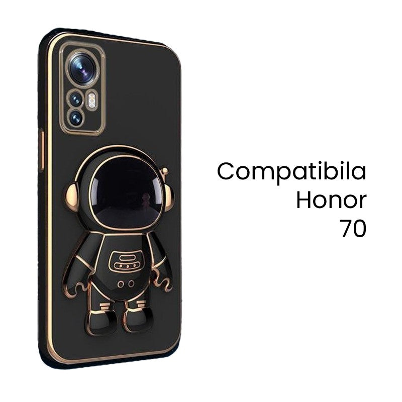 Husa de Protectie 2 in 1, Vivimall, Husa de Protectie pentru Honor 70, Model Astronaut, Husa cu Suport, din TPU, Negru - vivimall.ro