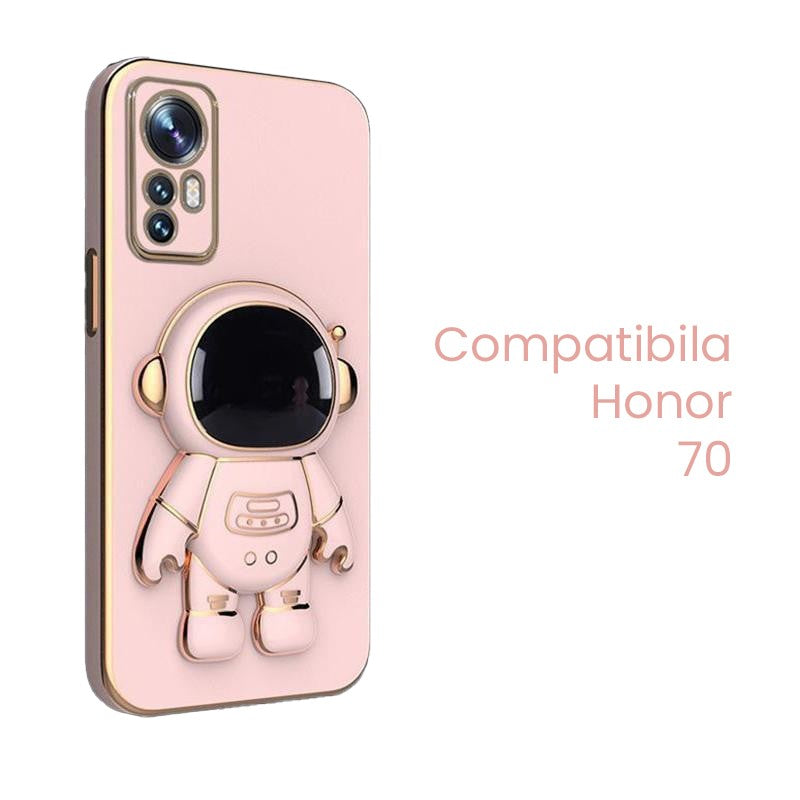 Detaliu suport integrat husă Astronaut pentru Honor 70, material TPU roz flexibil