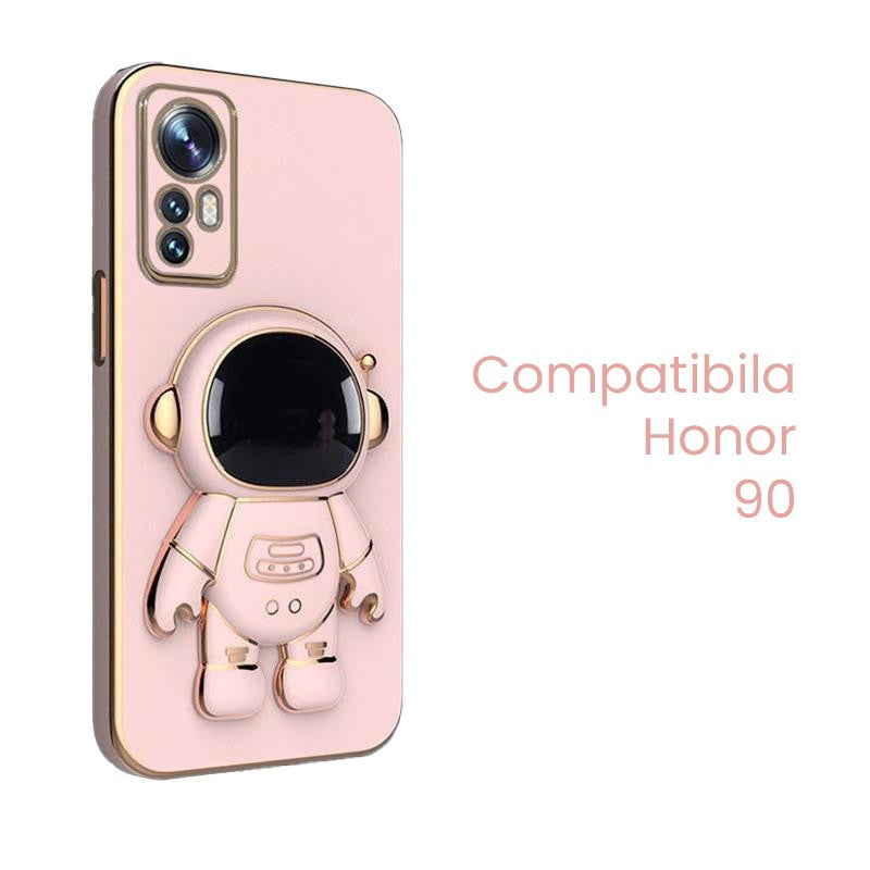 Husă Honor 90 model Astronaut roz, detaliu suport și colțuri ranforsate din TPU flexibil