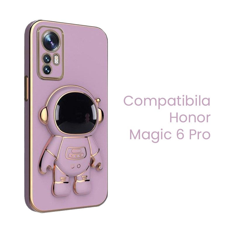 Husa de Protectie 2 in 1, Vivimall, Husa de Protectie pentru Honor Magic 6 Pro, Model Astronaut cu Suport, din TPU, Mov - vivimall.ro