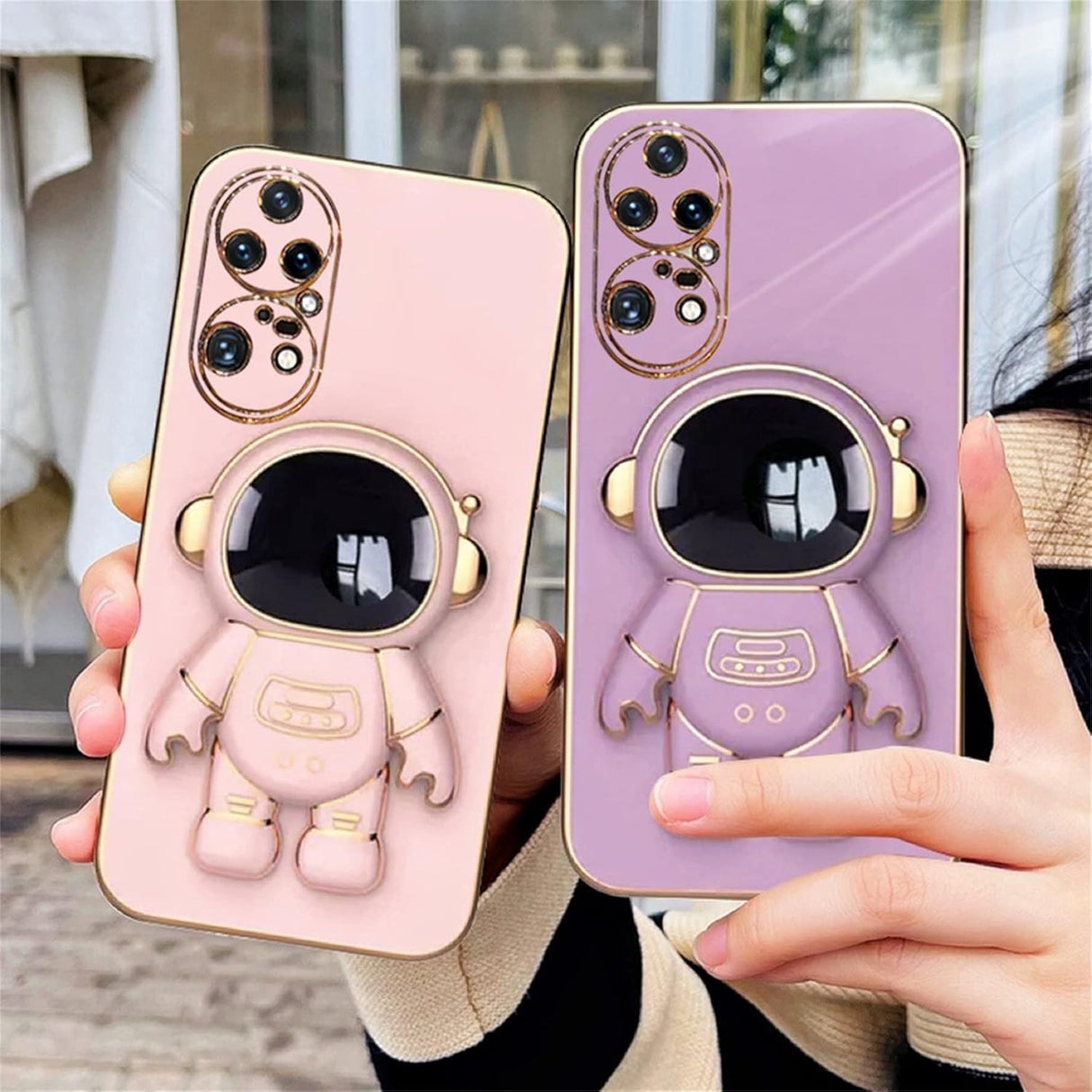 Husă mov Huawei P50 Pro cu protecție camere și margini ridicate, vedere spate
