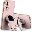 Husă Huawei P60 Pro 2în1 din TPU roz cu suport tip astronaut integrat, vedere frontală