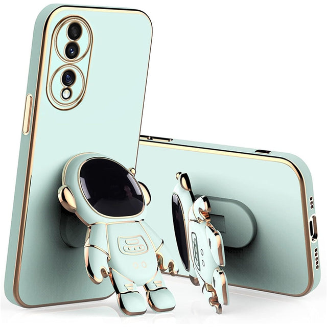 Husă Huawei P60 Pro 2în1 verde din TPU cu suport tip astronaut integrat, vedere frontală
