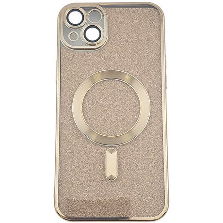 Detaliu protecție lentilă cameră husă iPhone 15 MagSafe auriu, model 2 în 1 TPU flexibil