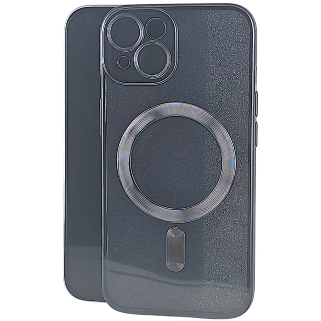 Husă iPhone 15 neagră 2 în 1, compatibilă MagSafe, material TPU, vedere frontală