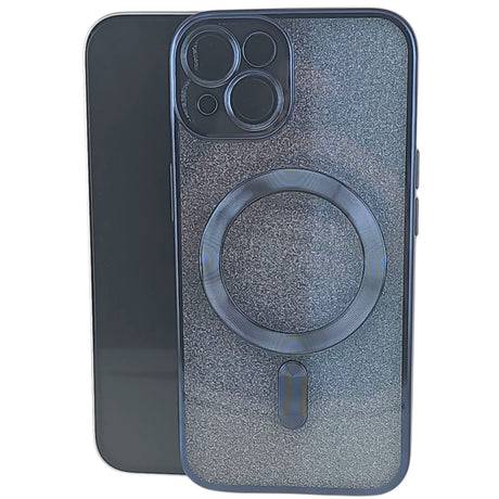 Husă iPhone 15 albastru marin 2 în 1 MagSafe din TPU cu protecție lentilă, vedere frontală