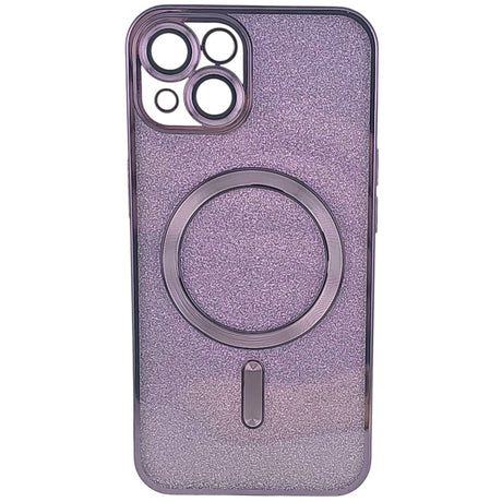 Detaliu sistem magnetic MagSafe și protecție lentilă cameră husă iPhone 15 Plus mov TPU Vivimall