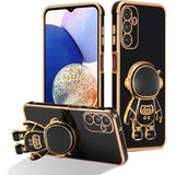 Husă Vivimall 2în1 pentru Samsung Galaxy S21 FE, model galvanizat negru, vedere laterală