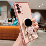 Husă Vivimall Astronaut roz S23 Plus cu suport tip stand, vedere din spate