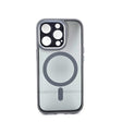 Husă iPhone 16 MagSafe transparentă gri din TPU/PC, vedere frontală, protecție cameră și antisoc