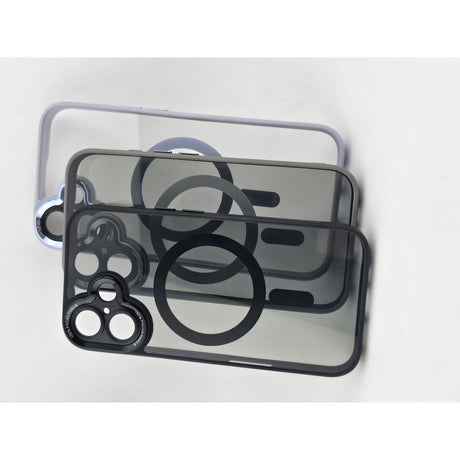 Husă iPhone 16 Pro mov lila transparent cu magnet MagSafe încorporat, detaliu spate