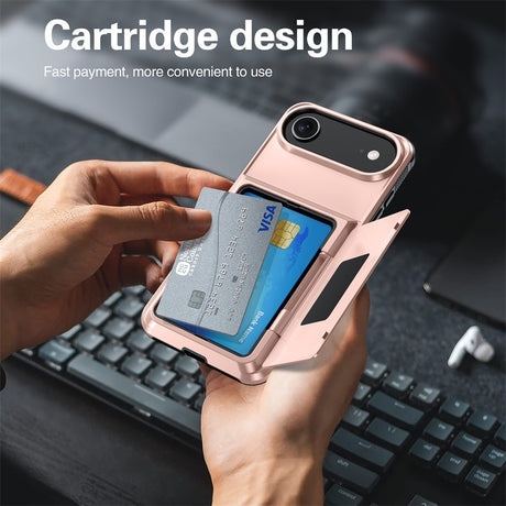 Husă protecție Apple iPhone 17 Air Rose Gold, detaliu slot carduri integrat