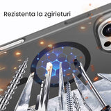 Husă magnetică iPhone 17 neagră din policarbonat, detaliu colț și protecție butoane