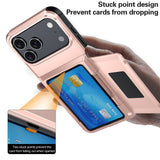 Husă Apple iPhone 17 Pro Rose Gold cu card bancar introdus în compartiment dedicat