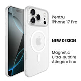 Husa de Protectie compatibila Apple iPhone 17 Pro, Vivimall, Magnetica Ultra-subtire, Anti-alunecare, Protectie PC, Rezistenta la Zgirieturi, Alb - vivimall.ro