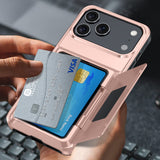 Husa de Protectie compatibila Apple iPhone 17 Pro Max, Vivimall, Compartiment pentru Carduri, Anti-alunecare, Protectie PC, Rezistenta la Zgirieturi, Rose Gold - vivimall.ro
