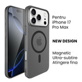 Husă de protecție iPhone 17 Pro Max negru, detaliu suprafață anti-alunecare și finisaj mat