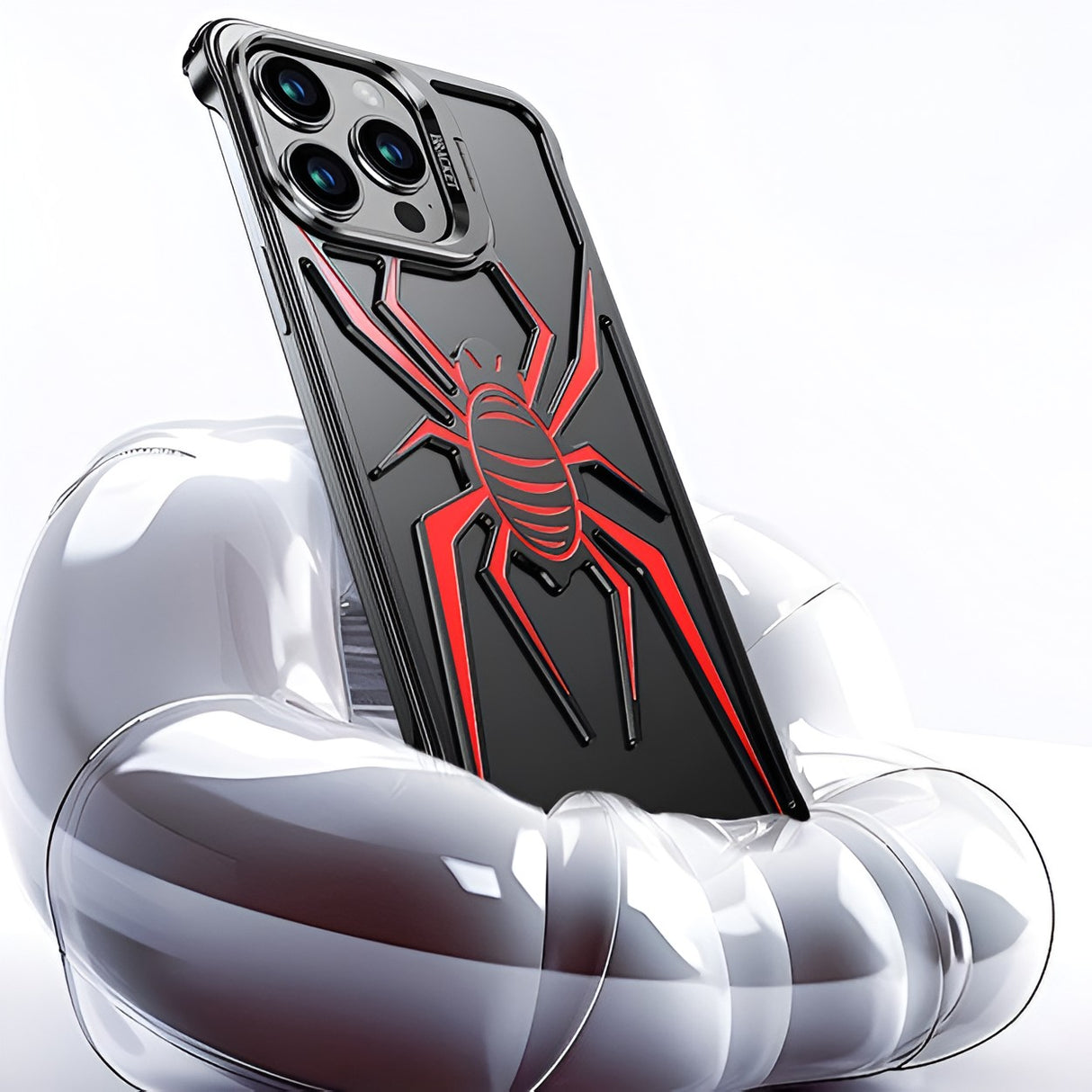 Husă iPhone 15 Pro Armor Protective montată pe telefon, vedere spate completă