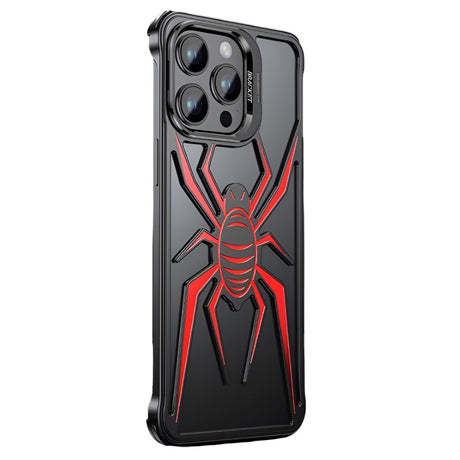 Husă antisoc iPhone 15 Pro Armor Protective, model Păianjen negru-roșu, vedere frontală