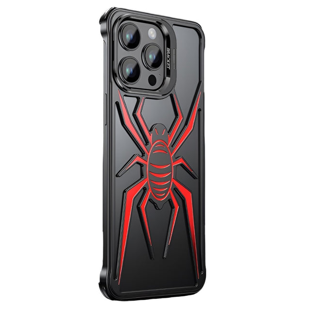 Husă antisoc iPhone 15 Pro Armor Protective, model Păianjen negru-roșu, vedere frontală