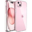 Husă silicon transparentă antisoc pentru iPhone 15, vedere frontală, material PC rigid