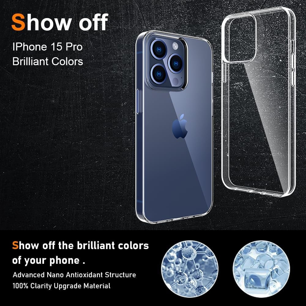 Detaliu colț husă iPhone 15 Pro silicon termoplastic, protecție antisoc la impact