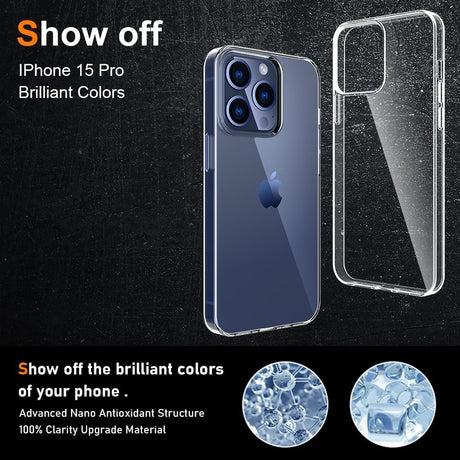 Detaliu colț husă iPhone 15 Pro silicon termoplastic, protecție antisoc la impact