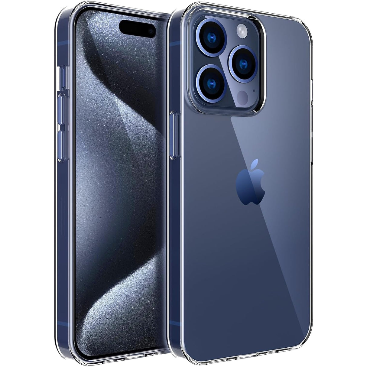 Husă transparentă antisoc pentru Apple iPhone 15 Pro din silicon și PC, vedere frontală