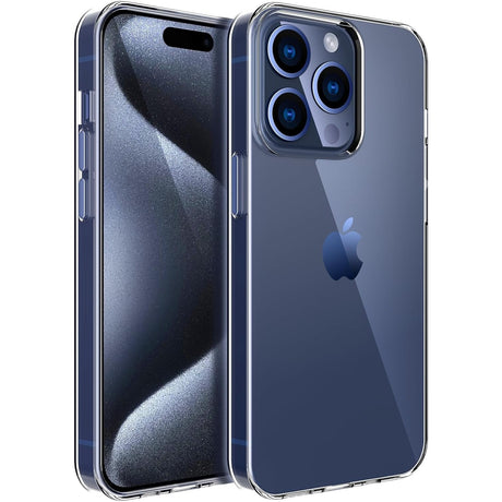 Husă transparentă antisoc pentru Apple iPhone 15 Pro din silicon și PC, vedere frontală
