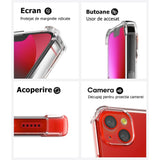 Detaliu colțuri ranforsate husă iPhone 15 Plus TPU antisoc, protecție impact