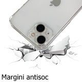 Husă transparentă iPhone 15 Plus montată pe telefon, vedere laterală, grosime 1.5 mm