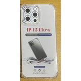 Husă antisoc iPhone 15 Pro Max din TPU transparent, vedere spate, protecție colțuri