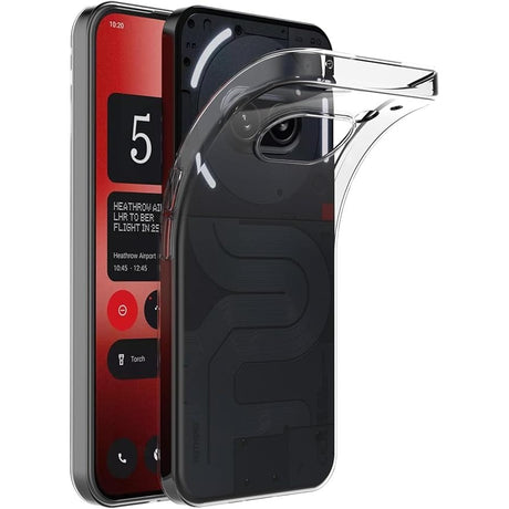 Husă silicon TPU transparentă pentru Nothing Phone 2A, vedere frontală cu protecție camere