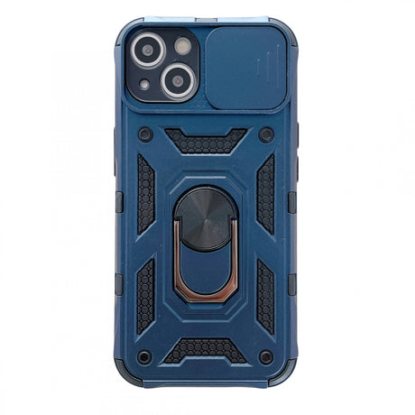 Husa de protectie Flippy compatibila cu Apple iPhone 13 Defender Model 4 cu suport,Albastru - vivimall.ro