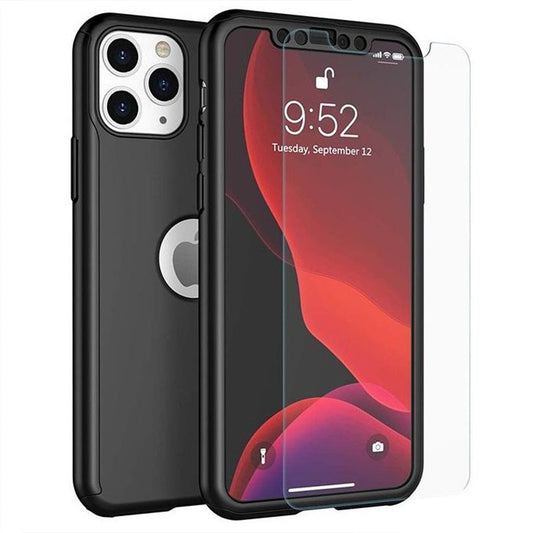 Husa de protectie Vivimall compatibila cu Apple iPhone 13, Full Cover 360, Negru + Folie de protectie - vivimall.ro