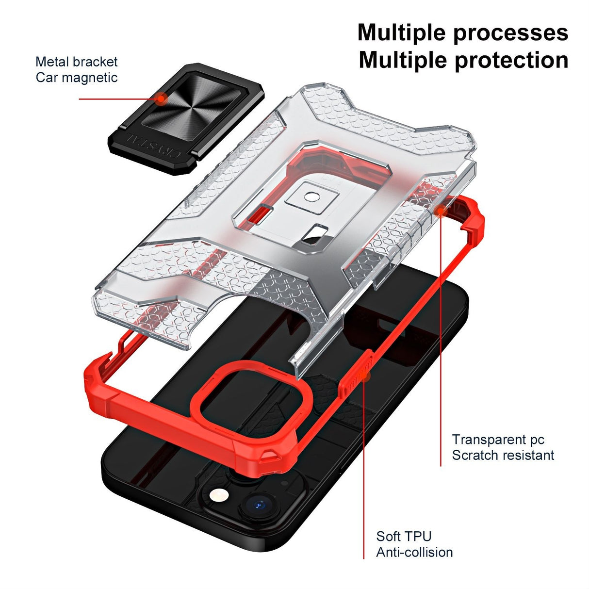 Husa de protectie Flippy compatibila cu Apple iPhone 13 Mini Acrylic Armor cu suport Rosu - vivimall.ro