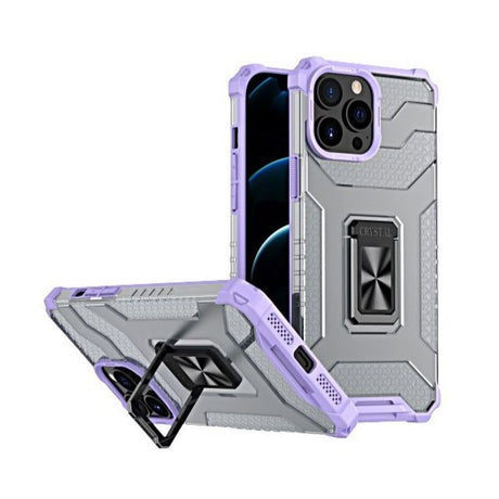 Husa de protectie Flippy compatibila cu Apple iPhone 13 Pro Acrylic Armor cu suport Mov - vivimall.ro