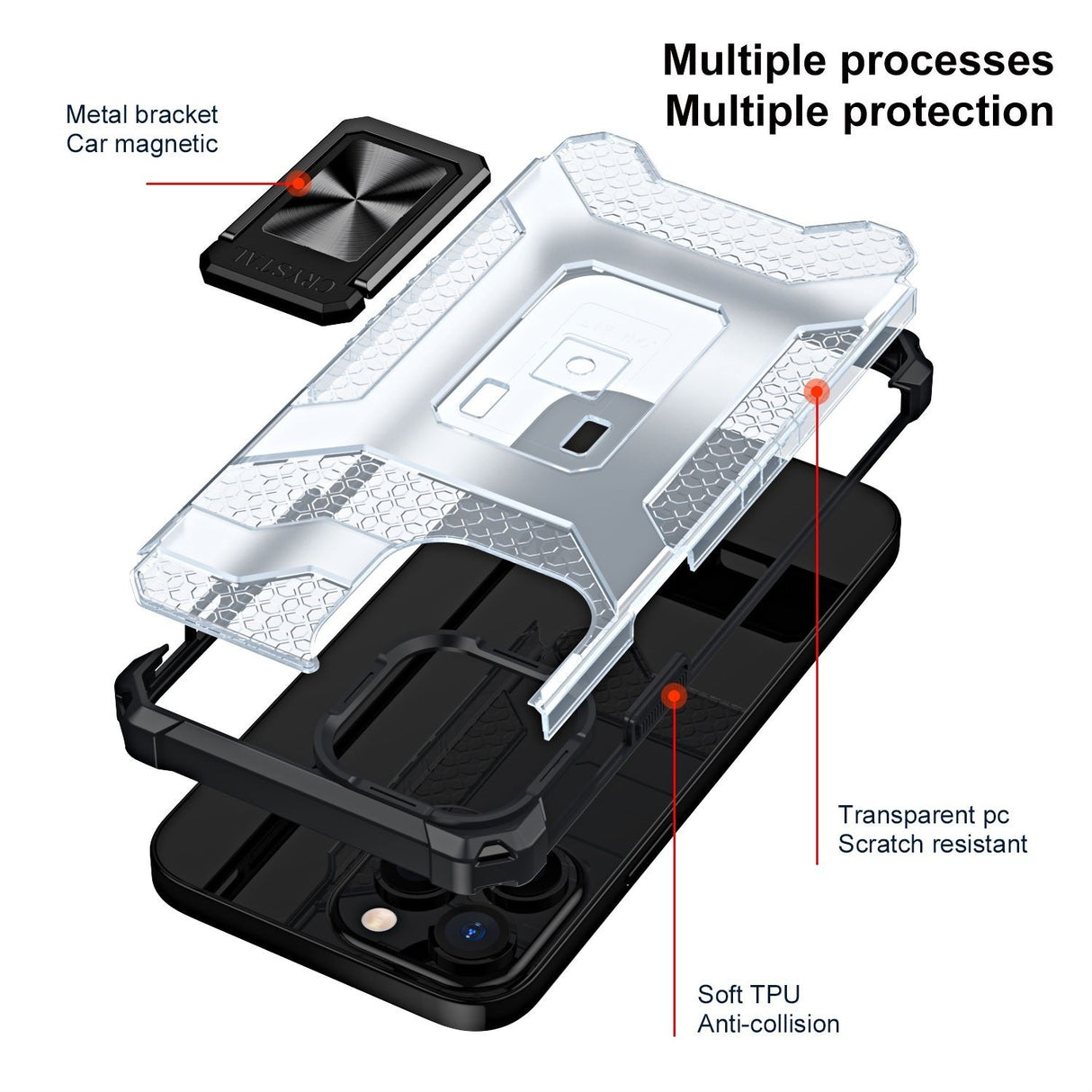 Husa de protectie Flippy compatibila cu Apple iPhone 13 Pro Acrylic Armor cu suport Negru - vivimall.ro