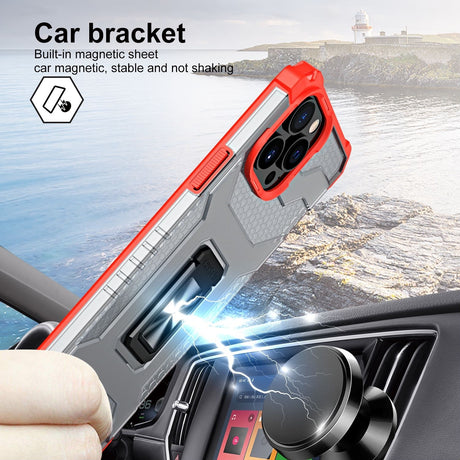 Husa de protectie Flippy compatibila cu Apple iPhone 13 Pro Acrylic Armor cu suport Rosu - vivimall.ro