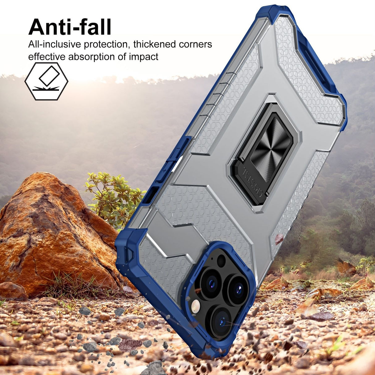 Husa de protectie Flippy compatibila cu Apple iPhone 13 Pro Max Acrylic Armor cu suport Albastru - vivimall.ro