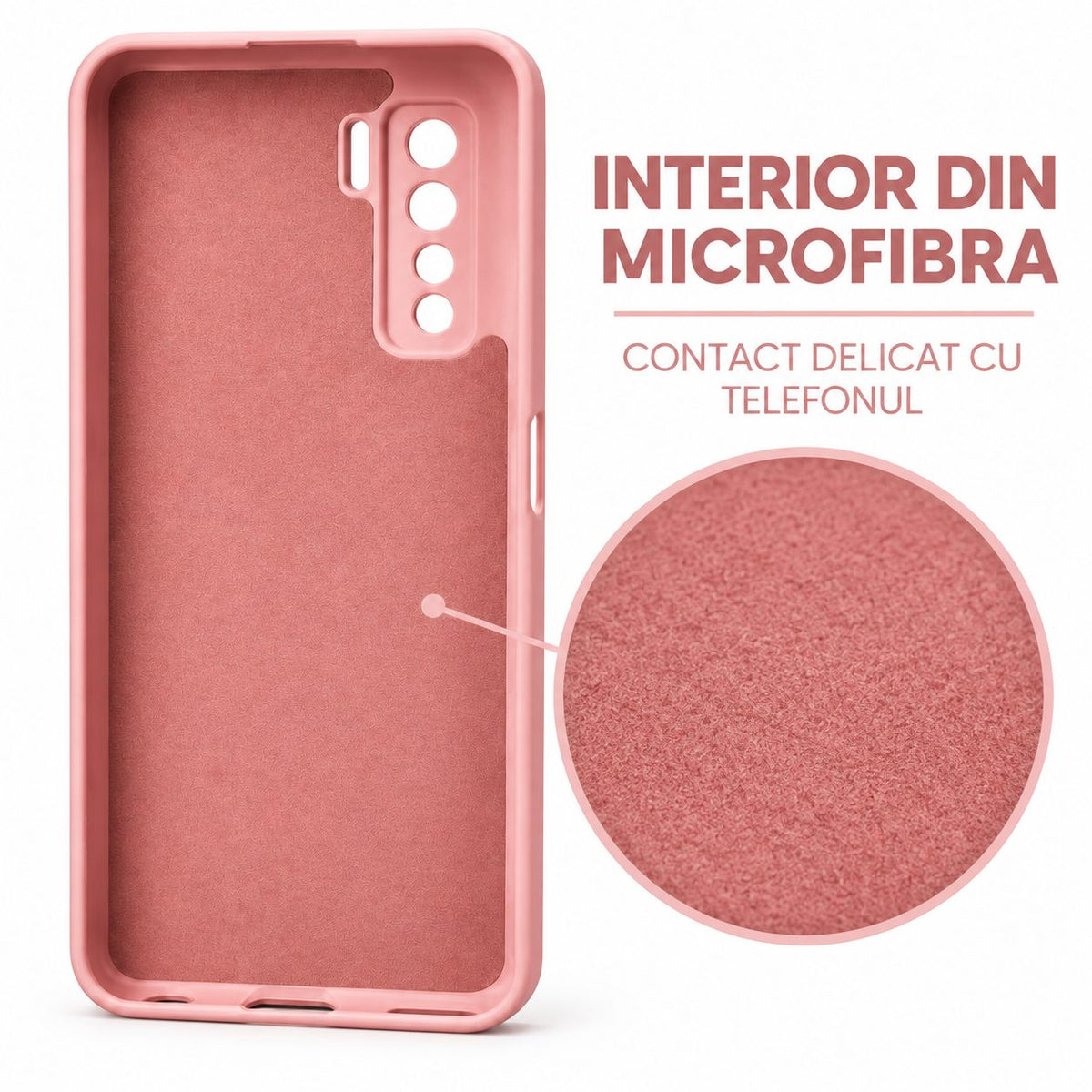 Husa protectie Vivimall compatibila cu Huawei P40 Lite 5G Liquid Silicone Case Roz