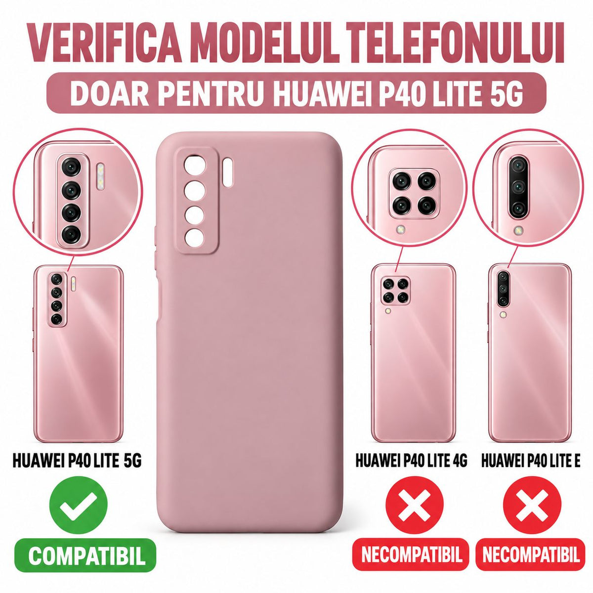 Husa protectie Vivimall compatibila cu Huawei P40 Lite 5G Liquid Silicone Case Roz