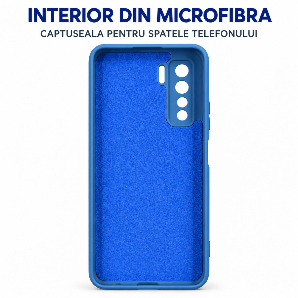 Husa de Protectie Flippy compatibila cu Huawei P40 Lite 5G, Liquid Silicone, Interior din Microfibra, Protectie Camera, Albastru