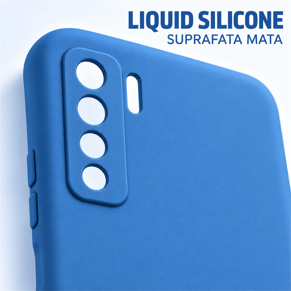 Husa de Protectie Flippy compatibila cu Huawei P40 Lite 5G, Liquid Silicone, Interior din Microfibra, Protectie Camera, Albastru