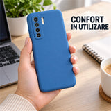 Husa de Protectie Flippy compatibila cu Huawei P40 Lite 5G, Liquid Silicone, Interior din Microfibra, Protectie Camera, Albastru
