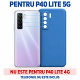 Husa de Protectie Flippy compatibila cu Huawei P40 Lite 5G, Liquid Silicone, Interior din Microfibra, Protectie Camera, Albastru