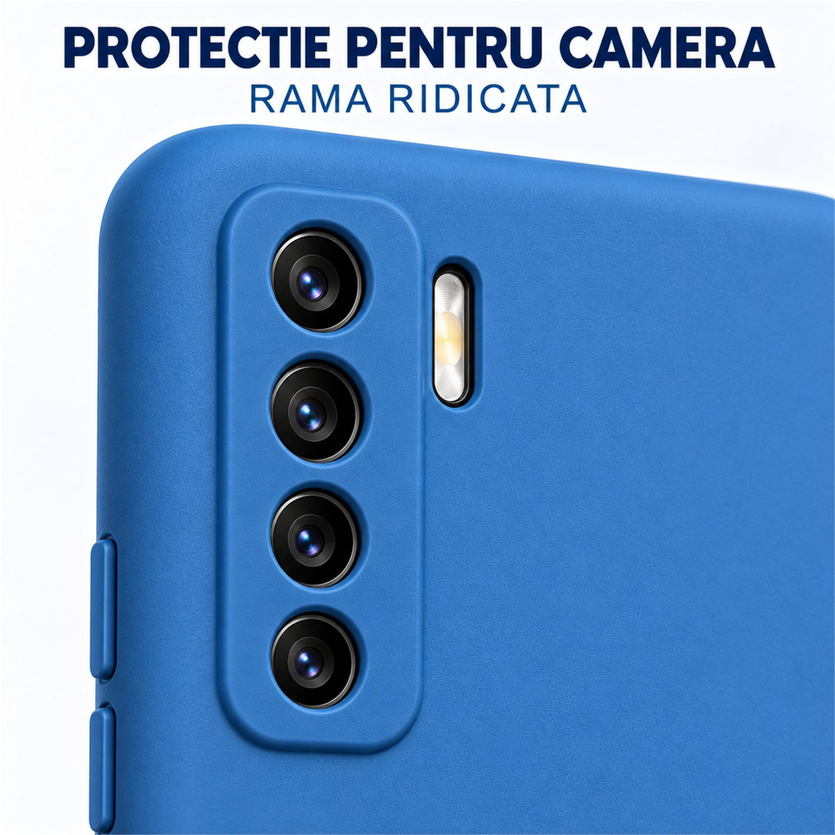 Husa de Protectie Flippy compatibila cu Huawei P40 Lite 5G, Liquid Silicone, Interior din Microfibra, Protectie Camera, Albastru