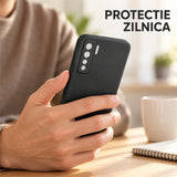 Husa de Protectie Flippy compatibila cu Huawei P40 Lite 5G, Liquid Silicone, Interior din Microfibra, Protectie Camera, Negru