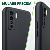 Husa de Protectie Flippy compatibila cu Huawei P40 Lite 5G, Liquid Silicone, Interior din Microfibra, Protectie Camera, Negru
