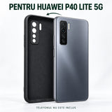 Husa de Protectie Flippy compatibila cu Huawei P40 Lite 5G, Liquid Silicone, Interior din Microfibra, Protectie Camera, Negru